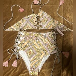 Victorias Secret Boho Patterned Bikini with Tassels